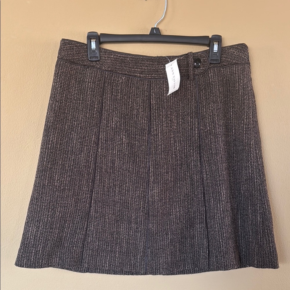 Ann Taylor Textured A-Line Skirt in Dark Brown